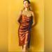 Anthropologie Dresses | Anthropologie Nakasha Ruched Slip Dress Nwot | Color: Brown/Orange | Size: 4