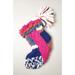 Anthropologie Holiday | Anthropologie Brady Stocking Wool Knit Blue Pink Motif Medium | Color: Blue/Pink | Size: Os
