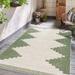 Hauteloom Djugun Outdoor Area Rug - Outside Porch Patio Rug Carpet - Waterproof Rug - Geometric - Green Cream Gray Off White Bone - 8 10 x 12