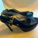 Michael Kors Shoes | Euc Michael Kors Black Leather Sling Back 5” Heels Gold Hardware 7 | Color: Black | Size: 7