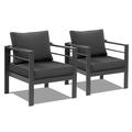 Ktaxon 2 Packs Cast Aluminum Chairs Dining Chairs for Outdoors and Indoors Metal Sofa Chair w/ Cushion Gray
