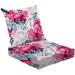 2-Piece Deep Seating Cushion Set Watercolor floral seamless light trendy color flowers hibiscus palm Outdoor Chair Solid Rectangle Patio Cushion Set