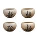 4PCS Ceramic Flowerpots Chinese Style Planter Succulent Storage Holder Gardening Supplies for Home Office (Pattern 1+2)