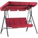 3-Person Outdoor Patio Swing Chair Convertible Canopy Hanging Swing Glider Lounge Chair Removable Cushions 4003 (Red)