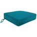 Jordan Manufacturing 22.5 x 22.5 Canvas Turquoise Solid Square Outdoor Deep Seat Cushion with Ties and Welt