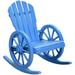 SYTHERS Outdoor Rocking Chair Solid Wooden Garden Porch Rocking Chair Holds Up to 250 lbs Weather Resistant Finish Blue