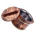 Rice Wooden Bowl Practical Barrel Cereal Container Stainless Steel Mixing Bowls Unique Meat Bucket