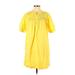 J.Crew Casual Dress - Mini Crew Neck Short sleeves: Yellow Solid Dresses - Women's Size X-Small