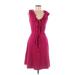 Lauren by Ralph Lauren Casual Dress - A-Line Tie Neck Sleeveless: Burgundy Print Dresses - Women's Size Medium