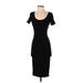 Popular Basics Casual Dress - Midi Scoop Neck Short sleeves: Black Print Dresses - Women's Size Small