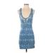 Love Yaya Casual Dress - Bodycon Plunge Sleeveless: Blue Dresses - New - Women's Size X-Small