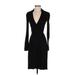 Diane von Furstenberg Casual Dress - Party Plunge Long sleeves: Black Print Dresses - Women's Size 2