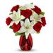 Classic Valentine's Day Red Rose & White Lily Bouquet