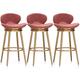 CUNTO Pink Bar Stool,Velve 360° Swivel Barstools,Counter Height with Low Back and Gold Base for Kitchen Island,Pub,Dining Room,3PCS,25.6'' H