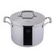 SAVEUR SELECTS Tri-ply Stainless Steel Stockpot with Insulating Double-Walled Lid | Full Clad, Induction Stock Pot, Dishwasher & Oven Safe Cookware - 7.5L / 8QT 25cm Diameter - Silver - Voyage Series