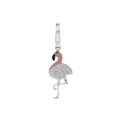 Charm-Einhänger "Flamingo, Silber 925", rosa, GIORGIO MARTELLO MILANO, Charms, Damen, Silber 925 (Sterlingsilber)