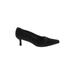 Stuart Weitzman Heels: Slip On Kitten Heel Work Black Print Shoes - Women's Size 6 1/2 - Pointed Toe