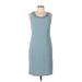R&M Collection Casual Dress - Sheath Scoop Neck Sleeveless: Blue Print Dresses - Women's Size 10