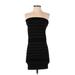 Three Dots Casual Dress - Bodycon Strapless Sleeveless: Black Color Block Dresses - Women's Size Small