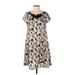 Zara Basic Casual Dress - A-Line Scoop Neck Short sleeves: Brown Floral Dresses - Women's Size Small