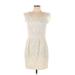 Forever 21 Casual Dress - Sheath Scoop Neck Sleeveless: Ivory Print Dresses - Women's Size Large