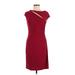 Lauren by Ralph Lauren Casual Dress - Sheath: Burgundy Solid Dresses - Women's Size 8