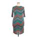 Love Chesley Casual Dress - Sheath Crew Neck 3/4 sleeves: Teal Chevron Dresses - Women's Size 2X