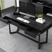 Lilac Garden Tools Rectangle Writing Desk Wood/Metal in Black/Brown/Gray | 30.71 H x 62.99 W x 23.62 D in | Wayfair