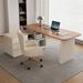 Orren Ellis 2 Piece Rectangular Manufacture wood Desk Office Sets Wood in Brown/White | 29.53 H x 78.74 W x 27.56 D in | Wayfair