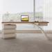 Orren Ellis Burlywood Rectangular Manufactured Wood desks Wood in Brown/White | 29.53 H x 55.12 W x 27.56 D in | Wayfair