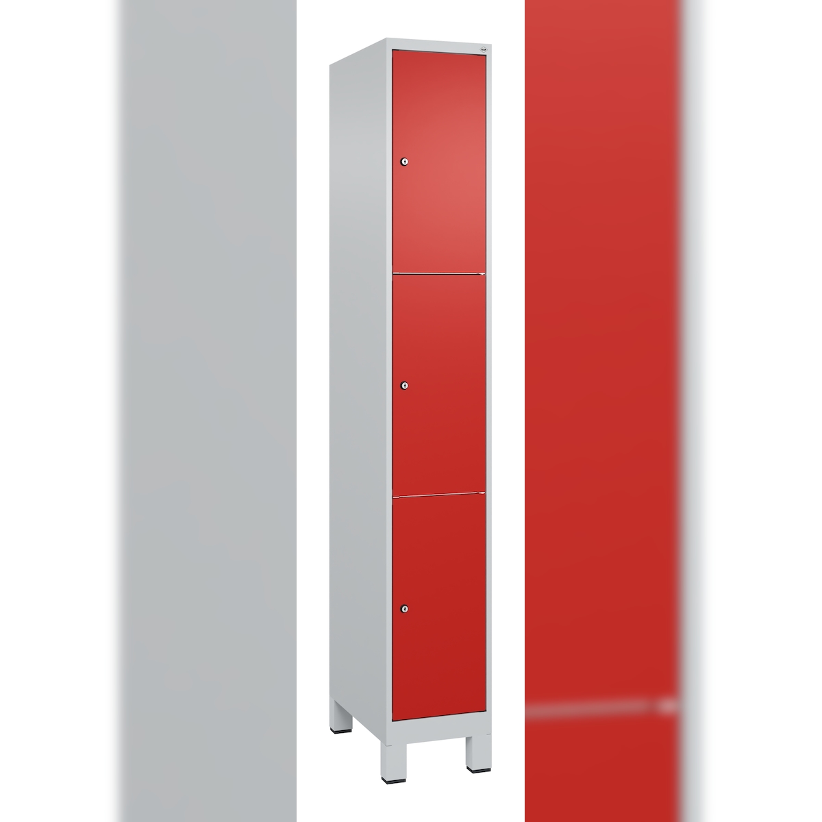 C+P Schließfachschrank Classic PLUS, Füße, 1 Abteil, 1950x300x500mm, 7035/3020 Image