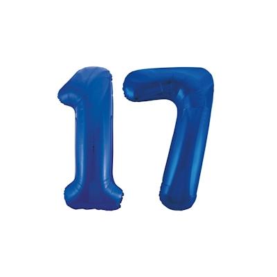 XL Folienballon blau Zahl 17