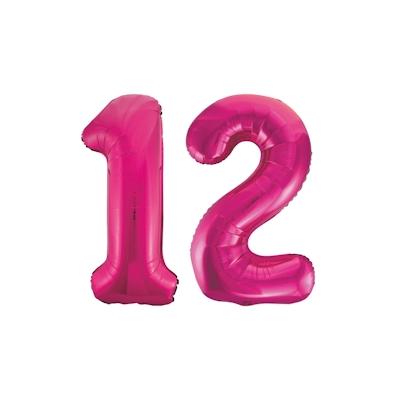 XL Folienballon pink Zahl 12