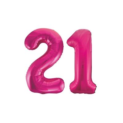 XL Folienballon pink Zahl 21