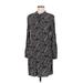 Ann Taylor LOFT Casual Dress - Shirtdress: Black Paisley Dresses - Women's Size Medium