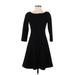 J.Crew Casual Dress - A-Line Boatneck 3/4 sleeves: Black Solid Dresses - Women's Size 2