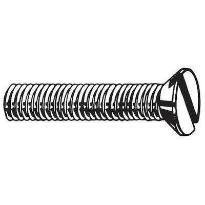 ZORO SELECT U48170.025.0050 1/4"-20 x 1/2 in Slotted Flat Machine Screw, Plain