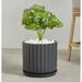 Indoor/Outdoor Large 1-piece Nordic Minimalist Fiberstone Lightweight Round Planter Pot With Grooves Saucer - 16 13 11 in Charcoal 12.5 In. H X