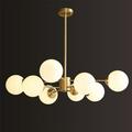 Modern Sputnik Pendant Light Glass Flush Mount Lamp 8 Heads Gold Chandelier Ceiling Light Fixture for Living Room