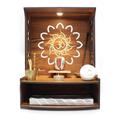 Accessorize Kingdom Beautiful Wooden Pooja Stand for Home Pooja Mandir for Home Temple for Home and Office Puja Mandir for Home Wall Mounted with LED Spot Light Size (H- 15.5 L- 11.5 W-11 Inch)
