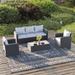 Royalcraft 6 Pieces Patio Furniture Set All Weather PE Wicker Rattan Outdoor Sectional Sofa with Storage Box and Cushion Outdoor Furniture for Lawn Backyard Poolside Porch