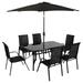 Outsunny Patio Dining Set for Six Table & Chairs w/ Umbrella Black