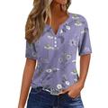 Dorkasm Womens Tops Button Down Womans Shirts Short Sleeve Graphic Trendy Womens Tunic Tops Cute V Neck Womens Blouse Purple M