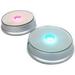 Merchandise Display Base (Non Rotating) LED Lighted Mirrored Top 3 Color Changing Lights Silver (Set Of 2)
