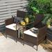 Amijoy Wicker Outdoor Loveseat Set PE Rattan Patio Conversation Set w/ 2 Removable Cushions & Tempered Glass Coffee Table