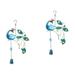 Blown Glass Figurines Statues 2 Pieces Peacock Wind Chimes Decorations Ornament Bell Pendant