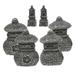 Goilinor Pagoda Garden Statue 6pcs Mini Tower Statues Resin Pavilion Bonsai Sand Stable Landscape Pagoda Decoration