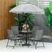 6 Piece Patio Garden Table Set Umbrella Table Set of 4 Black Folding Chairs with Patio Umbrella Textilene Fabric and Metal Frame for All Weather