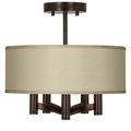 Possini Euro Design Modern Ceiling Light Semi Flush Mount Fixture Tiger Bronze 14 Wide 5-Light Sesame Faux Silk Drum for Bedroom