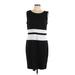 Boston Proper Casual Dress - Sheath Scoop Neck Sleeveless: Black Color Block Dresses - Women's Size Large